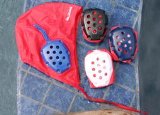 Cover: sprint water polo goalie cap red with black ear protection guard #1
